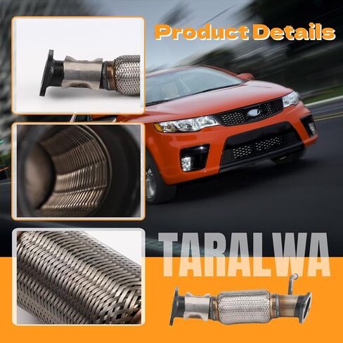 مجموعة أنابيب العادم الأمامية المرنة، مناسبة مباشرة لـ 2010-2013 Kia Forte/Kia Forte Koup 2.0/2.4L، هيكل من الفولاذ المقاوم للصدأ 409، (مع مسامير / جوانات شفة)، TaFP06 in Saudi Arabia