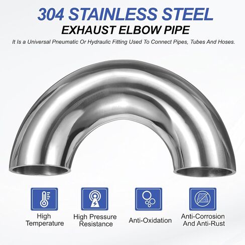 PATIKIL 180 Degree Sanitary Extended Pipe, 1" OD 304 Stainless Steel U Mandrel Bend Elbow for Welding Modified Stair Handrail HVAC Auto Exhaust System, Silver in Saudi Arabia