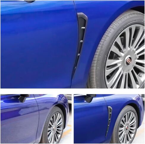 Hex Autoparts قطعتان من أغطية فتحات تهوية جناح السيارة الجانبية العالمية مع شريط مزدوج الجوانب، ملصقات على شكل واقي الطين باللون الأسود اللامع، زخرفة الجسم الخارجية اليسرى واليمنى لمعظم المركبات in Saudi Arabia