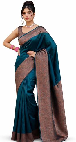 Women's Banarasi Jacquard Art Silk Saree With Unstitched Blouse Piece in Saudi Arabia