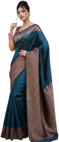 Women's Banarasi Jacquard Art Silk Saree With Unstitched Blouse Piece in Saudi Arabia