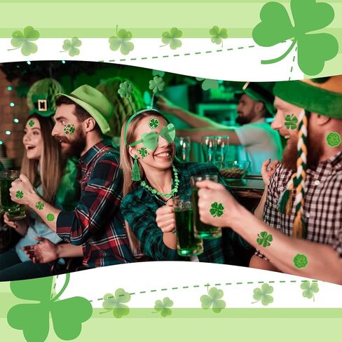 Yaomiao St Patrick Day Costume Accessories for Women Include Necklaces Glasses Headband Tassel Earring 72 Temporary Tattoo in Saudi Arabia