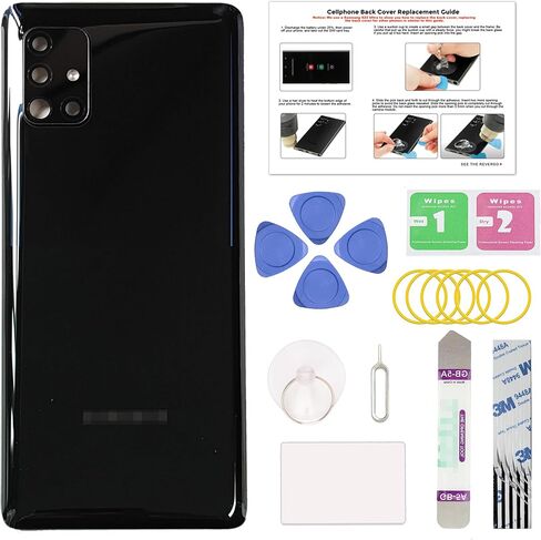 Compatible with Galaxy A51 5G Back Cover Replacement, Back Housing Door for A51 5G SM-A516 with Pre-installed Frame Sticker (Not for 4G Version), Repair Tools & Instruction, Prism Cube Black in Saudi Arabia