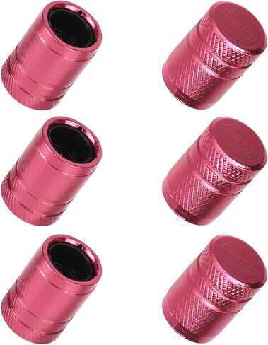 6pcs Pink Tire Valve Stem Caps, Aluminum Alloy Fashionable Pink Tire Valve Caps Weather Resistant Design Universal Fit for Car Motorcycle Bike Truck in Saudi Arabia