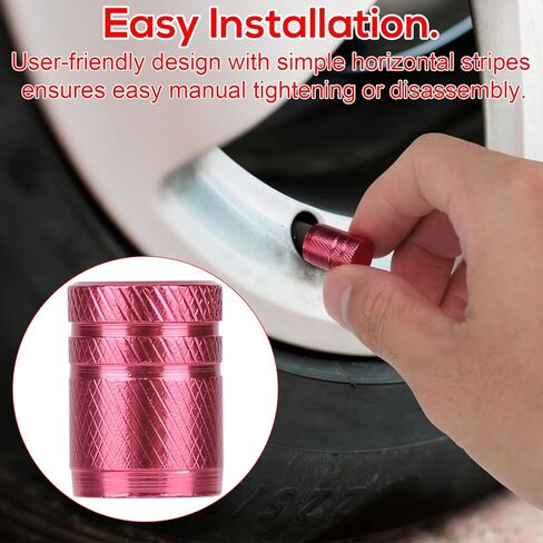 6pcs Pink Tire Valve Stem Caps, Aluminum Alloy Fashionable Pink Tire Valve Caps Weather Resistant Design Universal Fit for Car Motorcycle Bike Truck in Saudi Arabia
