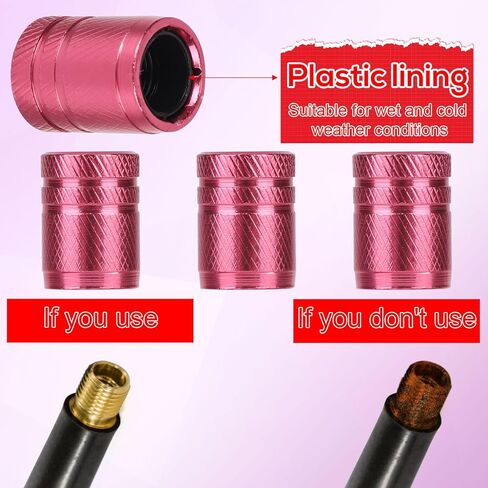 6pcs Pink Tire Valve Stem Caps, Aluminum Alloy Fashionable Pink Tire Valve Caps Weather Resistant Design Universal Fit for Car Motorcycle Bike Truck in Saudi Arabia