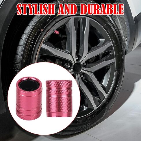 6pcs Pink Tire Valve Stem Caps, Aluminum Alloy Fashionable Pink Tire Valve Caps Weather Resistant Design Universal Fit for Car Motorcycle Bike Truck in Saudi Arabia