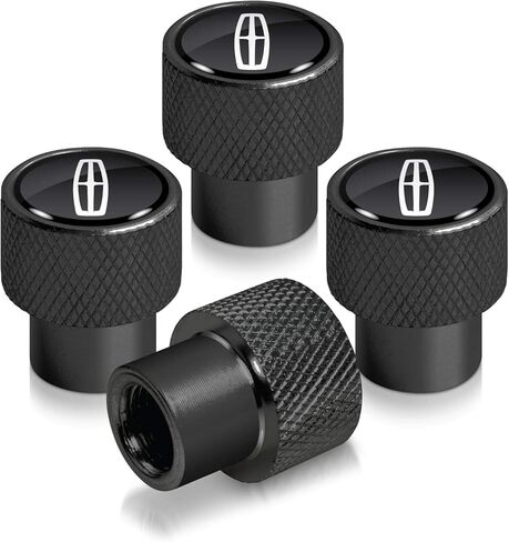 iPick Image for Lincoln Logo Black Easy-Grip Aluminum Tire Valve Stem Caps in Saudi Arabia