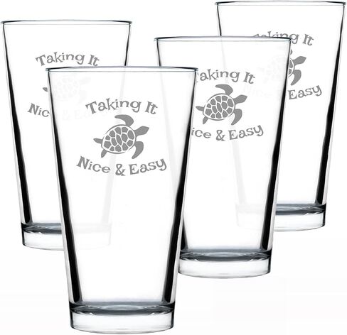 Taking it Nice & Easy - Funny Sea Turtle Pint Glass Gifts for Beer Drinking Men & Women - Fun Unique Turtle Gift Idea in Saudi Arabia