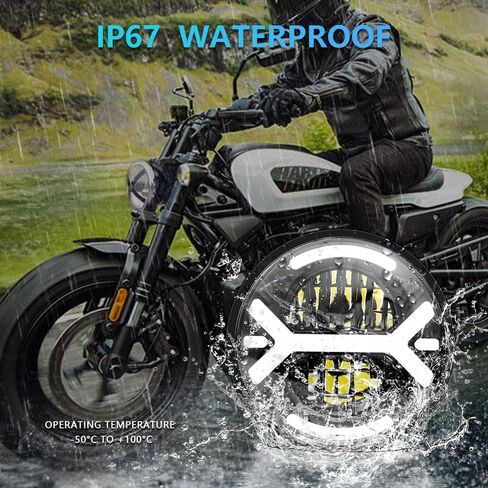 Windance 200W 5-3/4" 5.75" LED Motorcycle Headlight Fit for Sportster Dyna Softail Street Rod Street Bob Softail Deuce Custom Super Wide Glide, Aluminum DRL Headlamp 4 Modes in Saudi Arabia