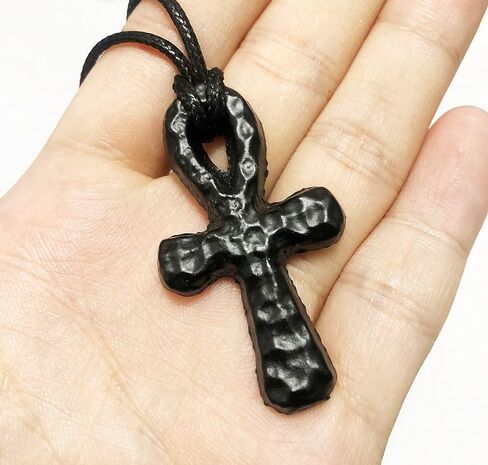 Hammermarks Iron Egyptian Cross Ankh Necklace for Men Women with Wheat Chain Religious Jewelry in Saudi Arabia