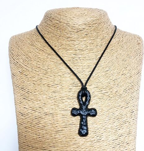Hammermarks Iron Egyptian Cross Ankh Necklace for Men Women with Wheat Chain Religious Jewelry in Saudi Arabia