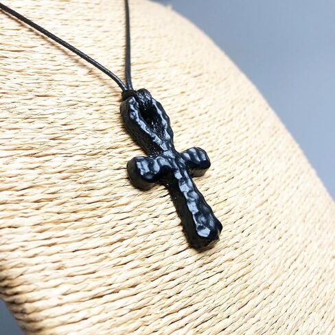 Hammermarks Iron Egyptian Cross Ankh Necklace for Men Women with Wheat Chain Religious Jewelry in Saudi Arabia