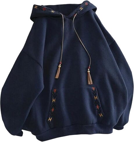 SweatyRocks Women's Oversized Hoodie Boho Hippie Long Sleeve Thermal Lined Sweatshirt with Pocket in Saudi Arabia