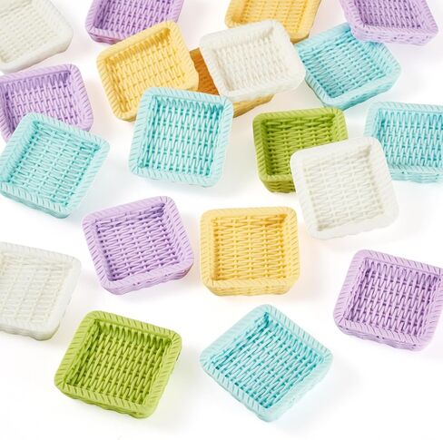 Cheriswelry 16pcs Flower Basket Miniature Ornaments Micro Landscape Home Dollhouse Miniature Flower Baskets for Easter Wedding Party Favors Food Bread Rattan Basket 25x26 mm in Saudi Arabia