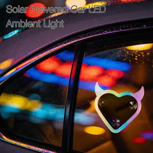 Solar Powered Car LED Ambient Light - Heart Shaped LED Neon Light for Rear & Side Windows, 6 Colors, Romantic Gift for Valentine's Day, Anniversary, Date Night in Kuwait