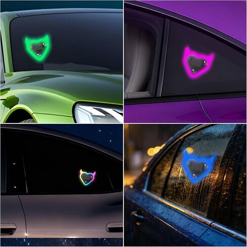 Solar Powered Car LED Ambient Light - Heart Shaped LED Neon Light for Rear & Side Windows, 6 Colors, Romantic Gift for Valentine's Day, Anniversary, Date Night in Kuwait
