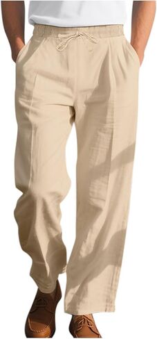 Casual Pants for Men Drawstring Elastic Waist Lightweight Trouser Loose Fit Hippie Summer Beach Yoga Pant 2026 in Saudi Arabia