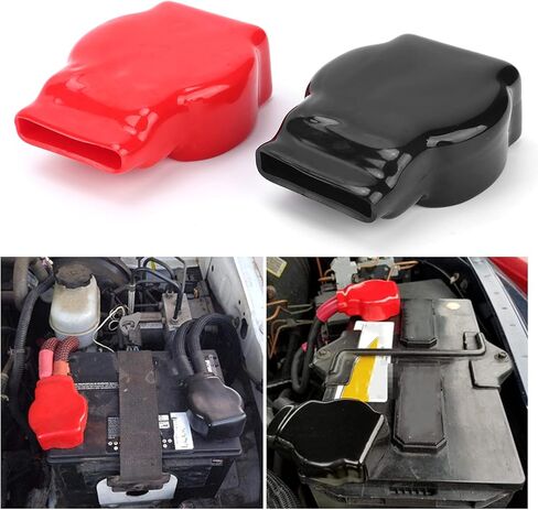 Battery Terminal Cover, 2Pcs Terminal Insulating Protector Top Post Universal Positive and Negative Cable Covers in Red and Black for Car Motorcycle Trucks in Saudi Arabia