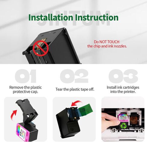 خرطوشة حبر JINTUM 68XL 68 متوافقة مع خراطيش حبر HP 68 68XL حزمة كومبو سوداء/ملونة بديلة لطابعة Envy 6100e 6152e 6155e 6500e 6552e 6555e 6558e (1 أسود، 1 ثلاثي الألوان) in Kuwait