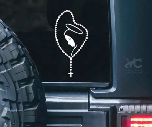 – Mary Rosary Decal Stickers - Indoor & Outdoor Decals Use for Car, Truck, Tablet Tumbler, Cell Phone, Cars, Window - Religious Holy Rosary Sticker Decal - VC-465 in Saudi Arabia