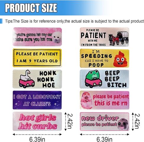 10PCS Funny Car Bumper Magnet Prank Decals, Waterproof Car Stickers Hot Girls Hit Curbs New Driver Please Be Patient Beep Honk Poop in Saudi Arabia