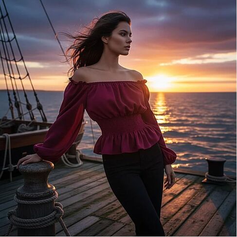 Shirt Women Sleeve Off The Shoulder Blouse Dressy Top in Saudi Arabia