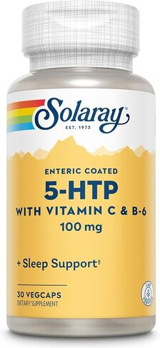 SOLARAY 5 HTP Supplement with Vitamin C & B-6 - Sleep Supplement and Serotonin Synthesis Support - Lab Verified, 60-Day Money-Back Guarantee - 60 Servings, 60 Enteric Coated VegCaps in Saudi Arabia
