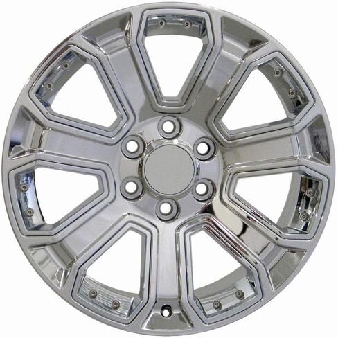 إطارات وإطارات OE Wheels CV93 مقاس 20 بوصة تناسب Silverado 1500 Style 6x139.7 20x8.5 كروم مع إدراج كروم - هولاندر 5660 - TS-37 AT 275/55-20 (مجموعة من 4) in Saudi Arabia