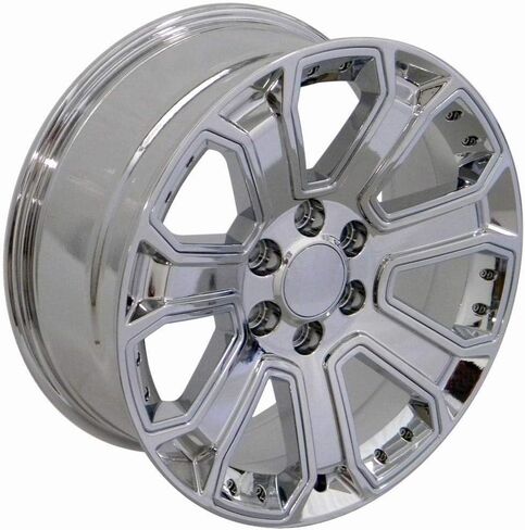 إطارات وإطارات OE Wheels CV93 مقاس 20 بوصة تناسب Silverado 1500 Style 6x139.7 20x8.5 كروم مع إدراج كروم - هولاندر 5660 - TS-37 AT 275/55-20 (مجموعة من 4) in Saudi Arabia
