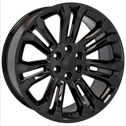 OE Wheels CV43B 22 Inch Rims and Tires Fit Silverado 1500 Style 6x139.7 22x9 Gloss Black - Hollander 5666 - TS-37 AT 285/45-22 (Set of 4) in Saudi Arabia