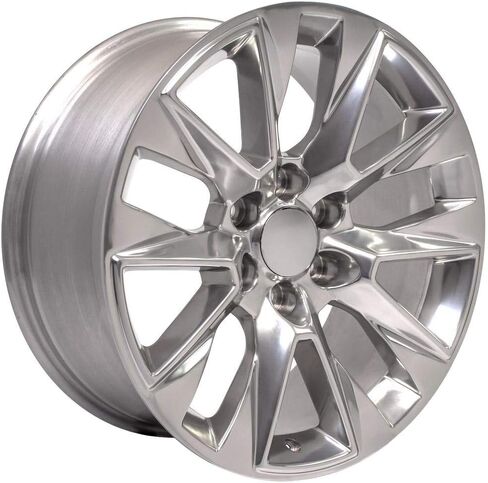 OE Wheels CV26 20 Inch Rims and Tires Fit Silverado 1500 LTZ Style 6x139.7 20x9 Polished - Hollander 5920 - TS-37 AT 275/55-20 (Set of 4) in Saudi Arabia