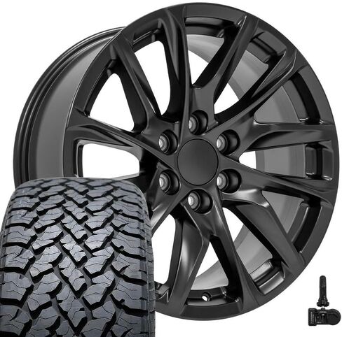 OE Wheels CA90 20 Inch Rims and Tires Fit Escalade Style 6x139.7 20x9 Satin Black - Hollander 4875 - TS-37 AT 275/55-20 (Set of 4) in Saudi Arabia