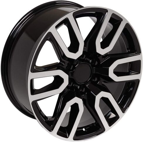 OE Wheels CV36 20 Inch Rims and Tires Fit Sierra 1500 Style 6x139.7 20x9 Gloss Black Machined - Hollander 5914 - TS-37 AT 275/55-20 (Set of 4) in Saudi Arabia