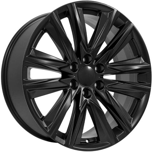 إطارات وإطارات OE Wheels CA91 مقاس 22 بوصة تناسب طراز Escalade Sport Style 6x139.7 22x9 أسود ساتان - هولاندر 4869 - TS-37 AT 285/45-22 (مجموعة من 4) in Saudi Arabia