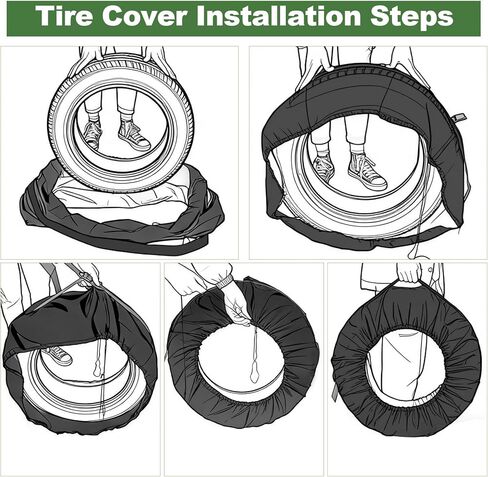 4 عبوات من حقائب الإطارات الموسمية، غطاء إطار احتياطي 700D، حقائب عجلات محمولة بمقبض، حقيبة تخزين الإطارات الشتوية تناسب قطر الإطارات 22 بوصة - 31 بوصة in Kuwait