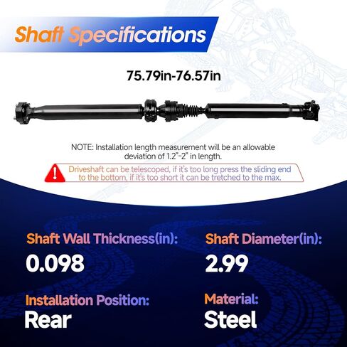 Rear Drive Shaft Prop Shaft Driveshaft Assembly [4WD Automatic Transmission] Fit for 2003-2006 Hyundai Santa Fe 3.5L, OE 65-3505, 4930026300 in Saudi Arabia