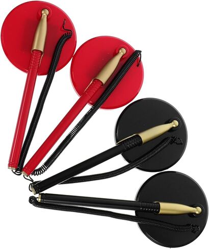 4pcs Black and Red Ballpoint Signing Pen Set round Base and Chain for Business, Wedding, and Office Use, Desktop Counter Pen for Guest Book and Engagement in Saudi Arabia