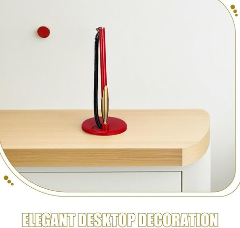 4pcs Black and Red Ballpoint Signing Pen Set round Base and Chain for Business, Wedding, and Office Use, Desktop Counter Pen for Guest Book and Engagement in Saudi Arabia
