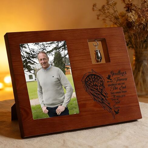 إطار صورة خشبي من Angel Wing، جرة صغيرة للرماد، مجموعة تحمل صورة مقاس 4''-6''، جرة تذكار صغيرة، أفضل الهدايا التذكارية لفقدان أحد أحبائك، حامل رماد مصغر، جرار مشاركة صغيرة in Kuwait