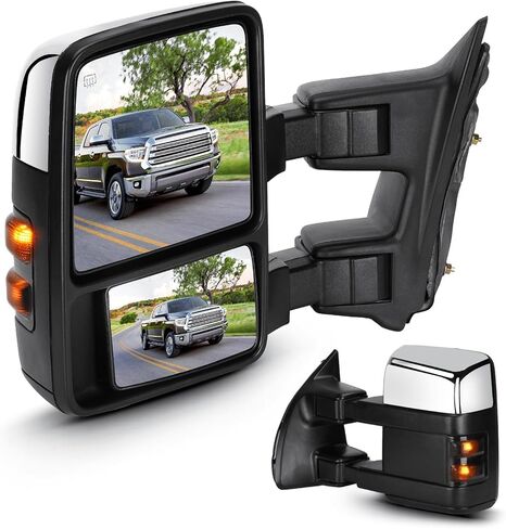 Towing Mirrors Chrome for Ford F-250 F-350 Super Duty 1999-2007 Power Heated with Turn Signal Manual Folding Telescoping (1 Pair) in Kuwait