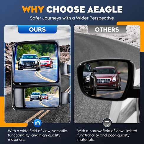 Towing Mirrors Chrome for Ford F-250 F-350 Super Duty 1999-2007 Power Heated with Turn Signal Manual Folding Telescoping (1 Pair) in Kuwait