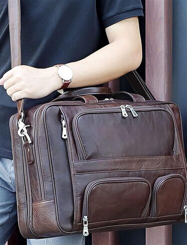 حقيبة كمبيوتر محمول من الجلد الطبيعي للرجال حقيبة كتف حقيبة يد رسول حقيبة كمبيوتر للأعمال حقيبة ظهر مدرسية مقاس 17 بوصة in Kuwait