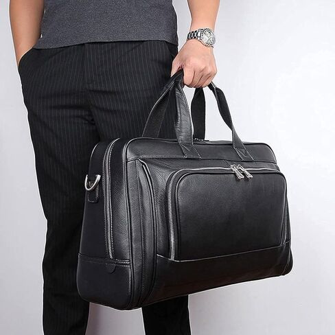 Mens Genuine Leather Laptop Briefcase Shoulder Bag Messenger Handbag Crossbody Business Computer Case Satchel School Rucksack in Kuwait