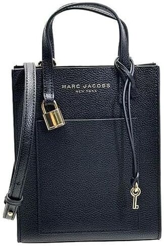 Marc Jacobs H001L03FA22 Mini Grind Black With Gold Hardware Leather Women's Micro Tote Bag in Saudi Arabia