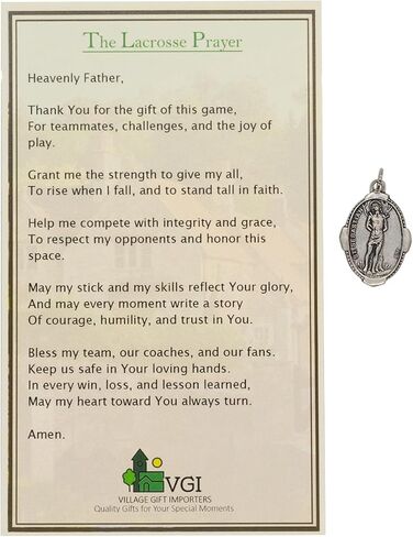 Saint Sebastian Medal Pendant and The Lacrosse Prayer Holy Card | Great Catholic Sport Gift for Confirmation | Protection and Faith for Athletes | Made in Italy in Saudi Arabia