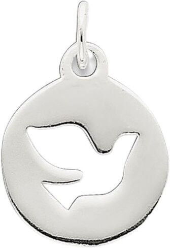 قلادة حمامة الروح القدس الفضية الصغيرة على شكل دائرة in Kuwait