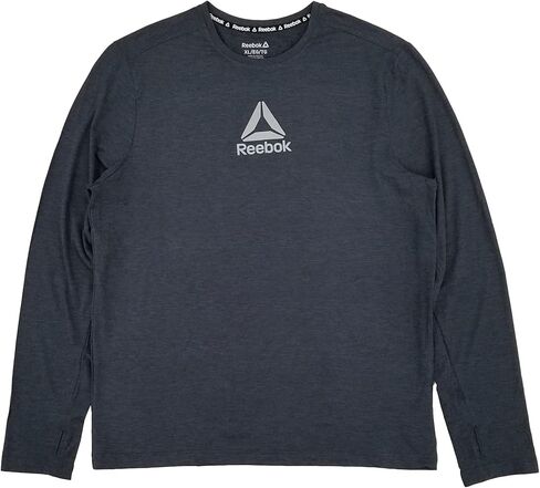 Reebok Mens Ebony Heather Gray Long Sleeve Performance Crew Active Shirt 3XL in Saudi Arabia