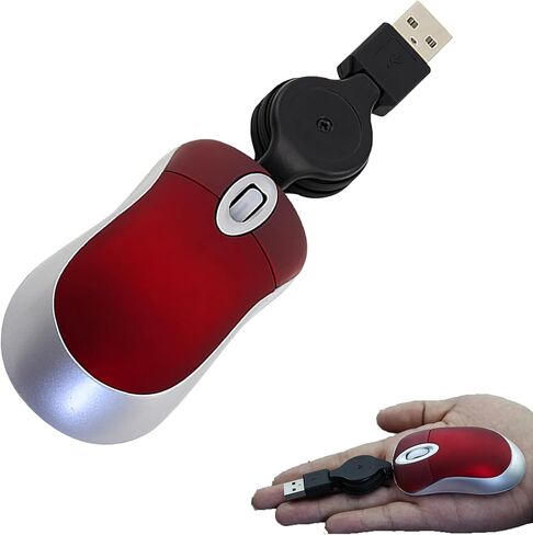 Mini Wired USB Mouse, Tiny Small Lightweight Corded Travel Mice with Retractable Cable,Plug & Play 1600 DPI for Children PC,Computer,Laptop,Desktop,Windows(Silver) in Kuwait