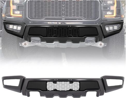 KUAFU Front Bumper Assembly W/Fog Light Holes Compatible with 2018-2020 Ford F150 Raptor Style Steel+Plastic Powder Coated Gray+Black 3Pcs in Saudi Arabia